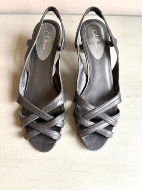 Cole Haan Nike Air Black Strappy Criss Cross Slingback Kitten Heel Shoe Women 11